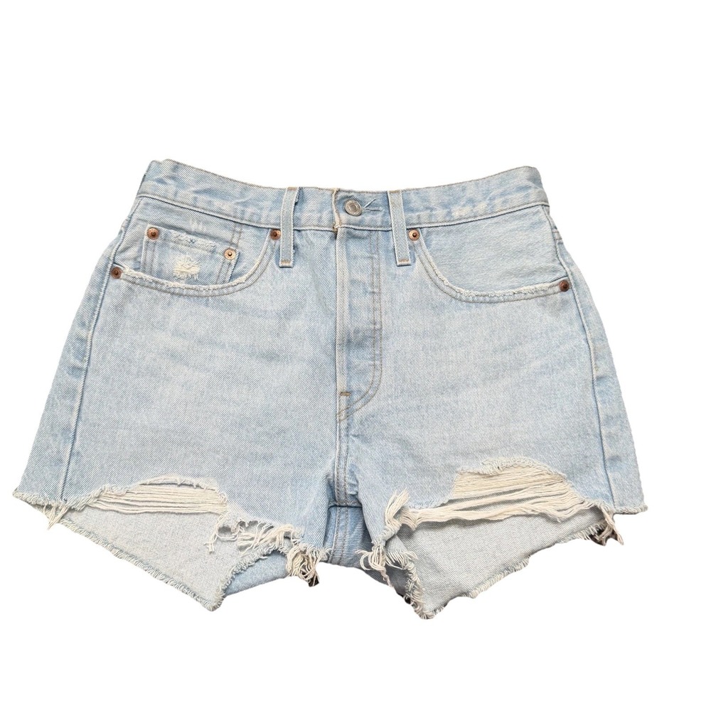 Levi's Women's 501 High Rise light Wash‎ Distressed Cut Off Denim Shorts Size 27
